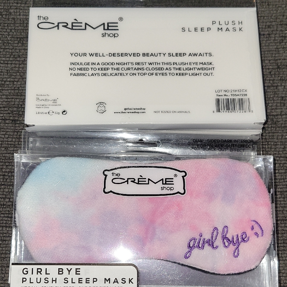 The Crème Shop Girl Bye Plush Sleep Mask - Pink and Blue